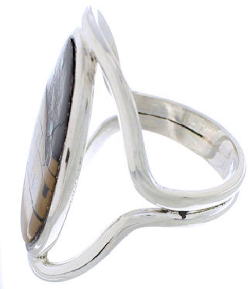 Multicolor Inlay Native American Pueblo Design Ring Size 6-3/4 EX44171