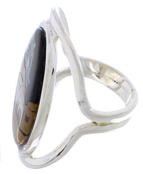 Multicolor Inlay Native American Pueblo Design Ring Size 5-1/2 EX42352