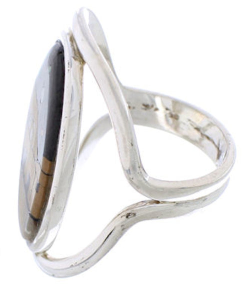 Multicolor Native American Design Silver Ring Size 6-3/4 EX42356