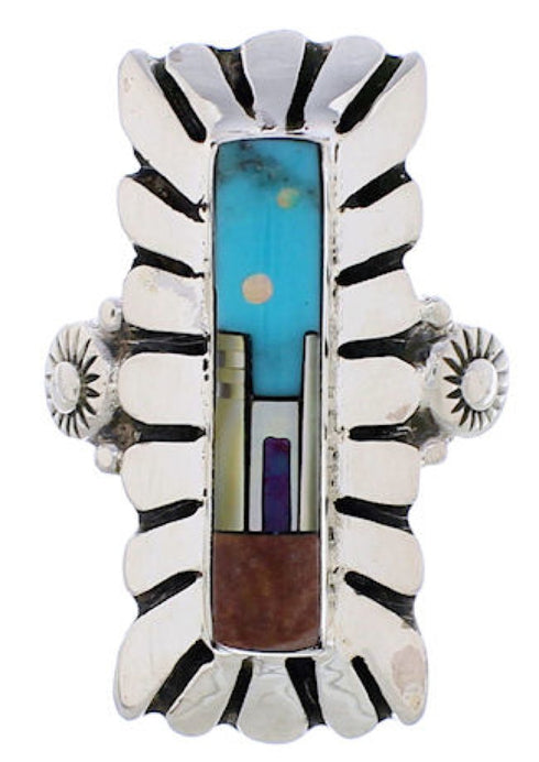 Multicolor Native American Pueblo Design Ring Size 4-3/4 EX42362