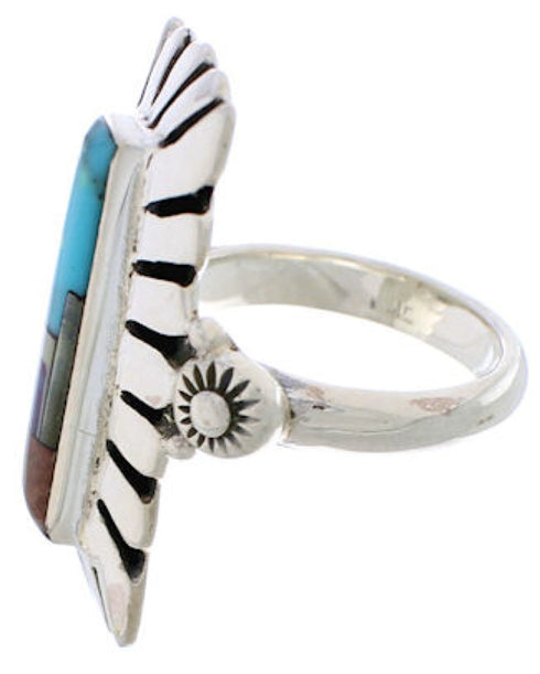 Multicolor Native American Pueblo Design Ring Size 4-3/4 EX42362