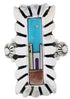 Multicolor Native American Design Silver Ring Size 8-3/4 EX42366