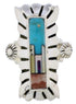 Native American Pueblo Design Multicolor Inlay Ring Size 6-1/2 EX42369