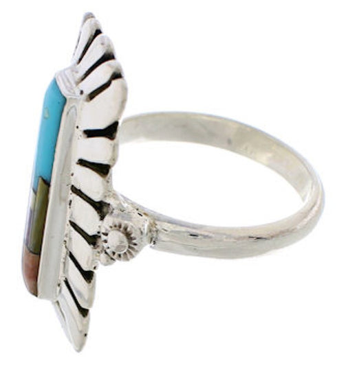 Multicolor Native American Pueblo Design Ring Size 7-3/4 EX42370