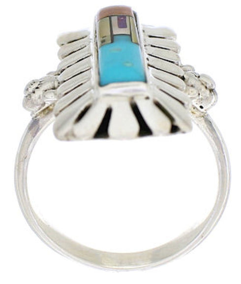 Multicolor Native American Pueblo Design Ring Size 7-3/4 EX42370