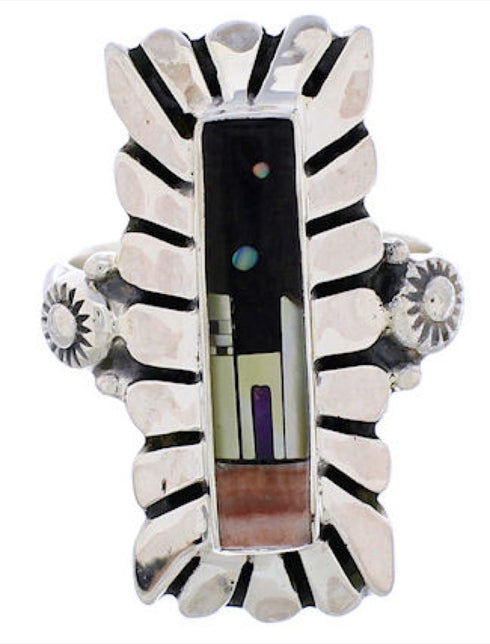 Multicolor Native American Village Design Ring Size 4-1/2 EX42381
