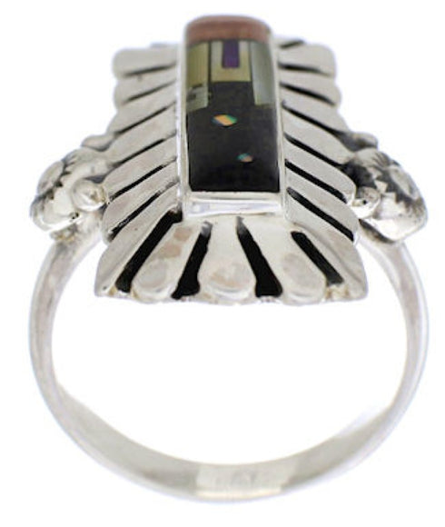 Native American Pueblo Design Multicolor Ring Size 6-1/2 EX42380
