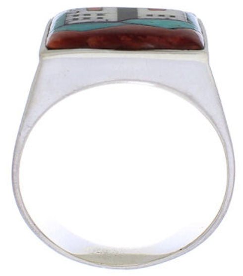 Native American Pueblo Design Multicolor Ring Size 9-3/4 EX42442