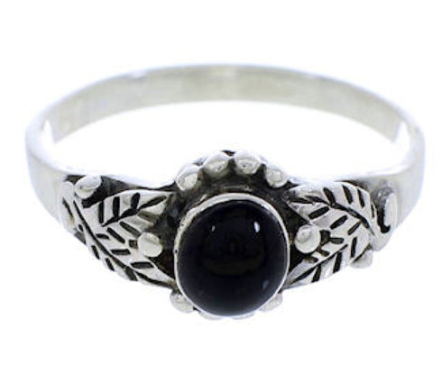 Genuine Sterling Silver And Jet Jewelry Ring Size 6 UX32225