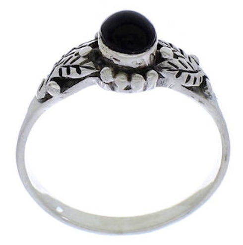 Authentic Sterling Silver Jet Leaf Ring Size 4-3/4 UX32217