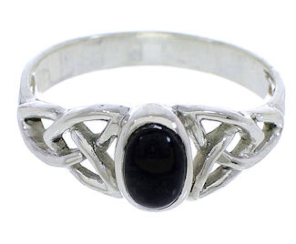 Sterling Silver And Jet Southwestern Ring Size 6-3/4 UX32331
