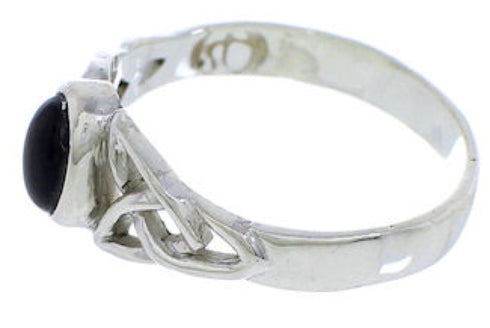 Authentic Sterling Silver And Jet Southwestern Ring Size 6-1/4 UX32329