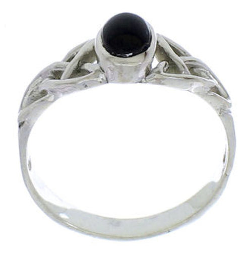 Authentic Sterling Silver And Jet Southwestern Ring Size 6-1/4 UX32329