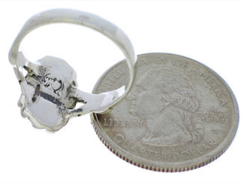 Genuine Sterling Silver And Turquoise Jewelry Ring Size 6-1/4 UX32375