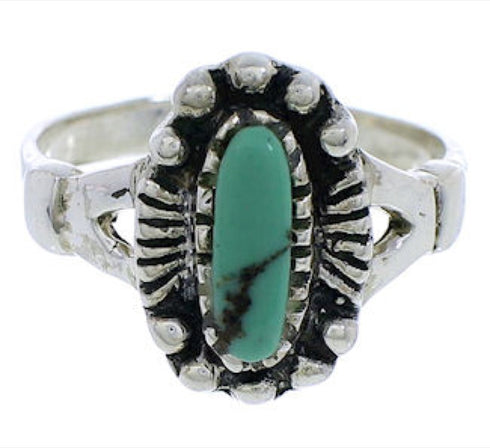 Genuine Sterling Silver And Turquoise Jewelry Ring Size 7-1/4 UX32397