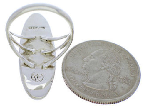 Silver Multicolor Native American Design Ring Size 6-3/4 UX36500