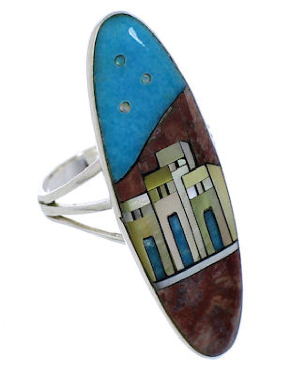 Native American Pueblo Design Multicolor Ring Size 5-3/4 UX36538