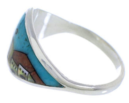 Silver Multicolor Native American Design Ring Size 8-1/4 UX36626