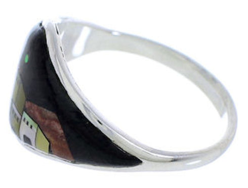Multicolor Native American Pueblo Design Ring Size 7-1/4 UX36800