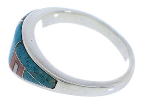 Multicolor Oyster Shell Inlay Sterling Silver Ring Size 6-3/4 VX36756