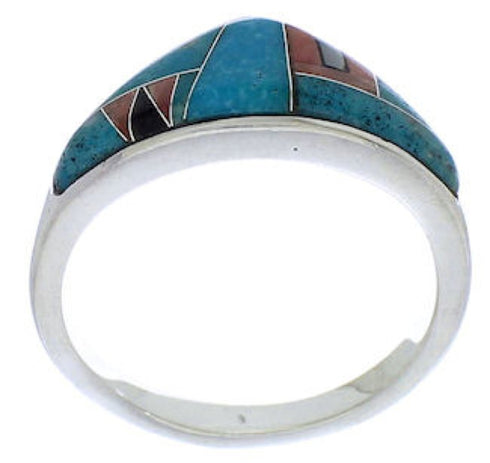 Multicolor Oyster Shell Inlay Sterling Silver Ring Size 6-3/4 VX36756