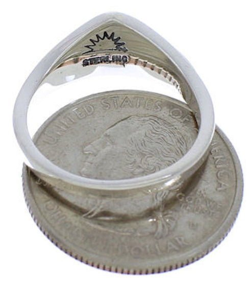 Sterling Silver Southwest Multicolor Inlay Ring Size 7-3/4 VX36807