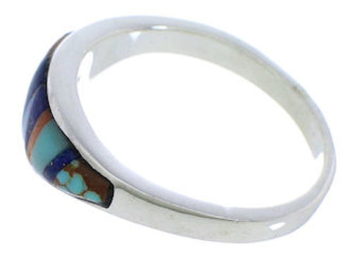Multicolor Turquoise Inlay Sterling Silver Ring Size 8-3/4 VX36840