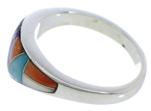 Genuine Sterling Silver Multicolor Jewelry Ring Size 6-3/4 VX36975