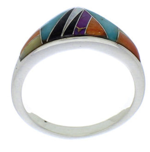 Genuine Sterling Silver Multicolor Jewelry Ring Size 6-3/4 VX36975