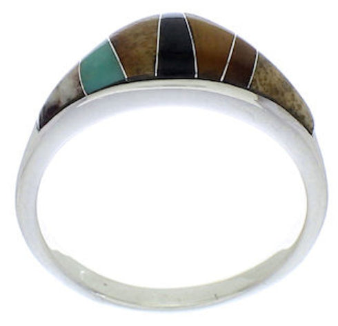 Multicolor Inlay Sterling Silver Ring Size 5-3/4 VX36988