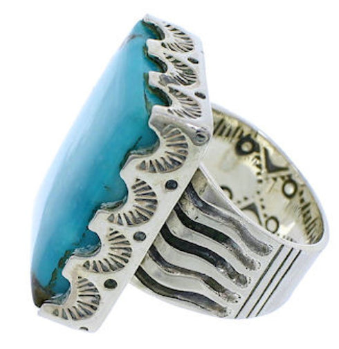 Genuine Sterling Silver And Turquoise Jewelry Ring Size 5-1/2 YX34635