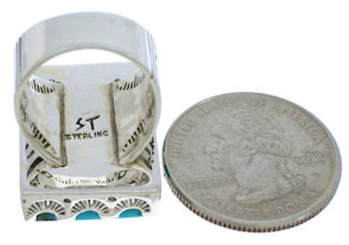 Genuine Sterling Silver And Turquoise Jewelry Ring Size 5-1/2 YX34635