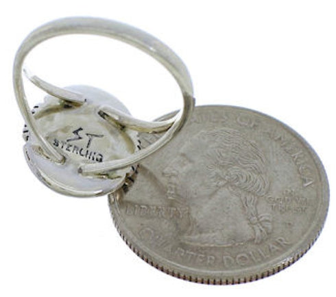 Southwest Silver Turquoise Jewelry Ring Size 6-3/4 YX34725