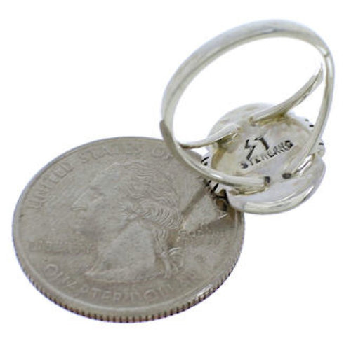 Southwestern Turquoise Jewelry Silver Ring Size 6-3/4 YX34746