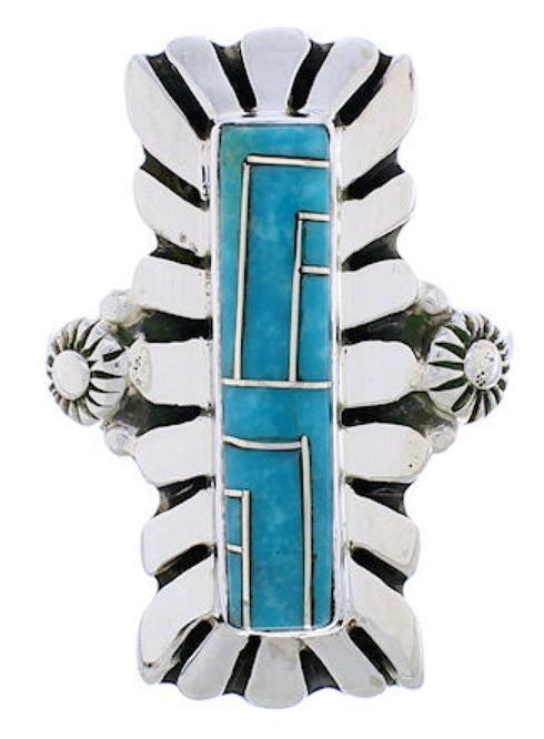 Genuine Sterling Silver Turquoise Ring Size 8-1/4 EX42801