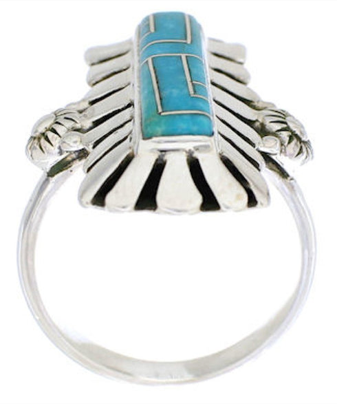 Genuine Sterling Silver Turquoise Ring Size 8-1/4 EX42801
