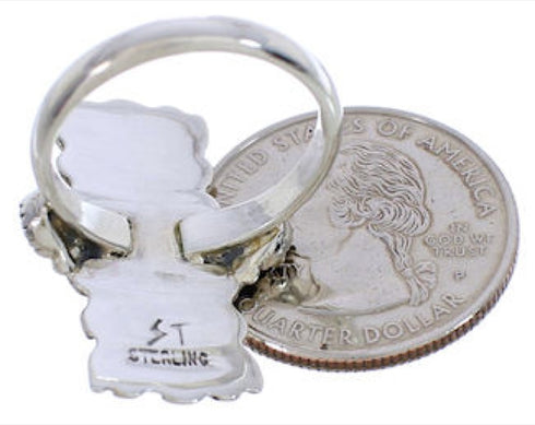 Genuine Sterling Silver Turquoise Ring Size 8-1/4 EX42801