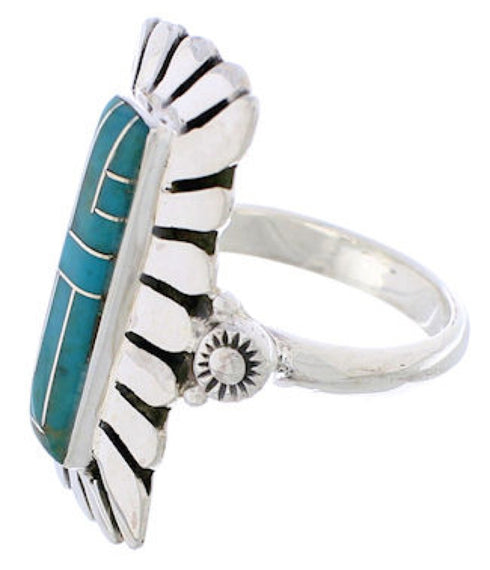 Southwestern Turquoise Inlay Ring Size 6-1/2 EX42809