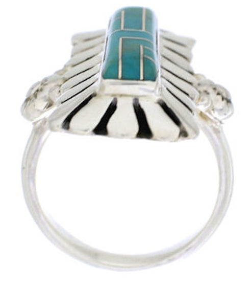 Southwestern Turquoise Inlay Ring Size 6-1/2 EX42809