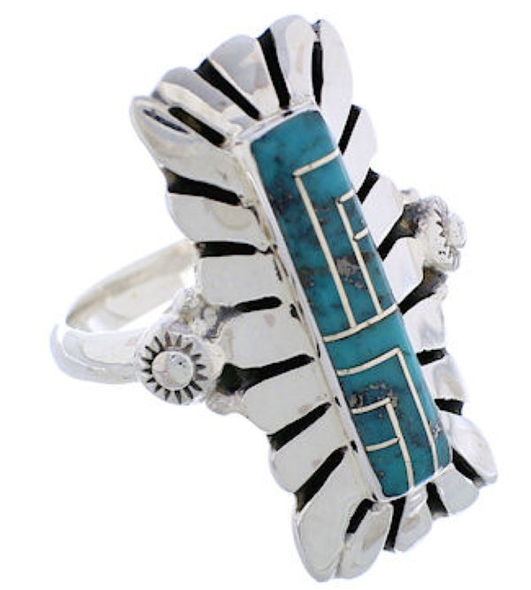 Southwest Silver And Turquoise Ring Size 8-1/2 EX42820