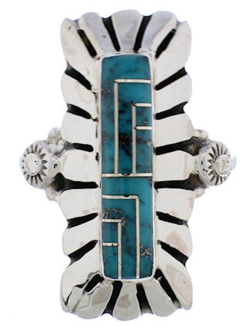 Southwest Silver And Turquoise Ring Size 8-1/2 EX42820
