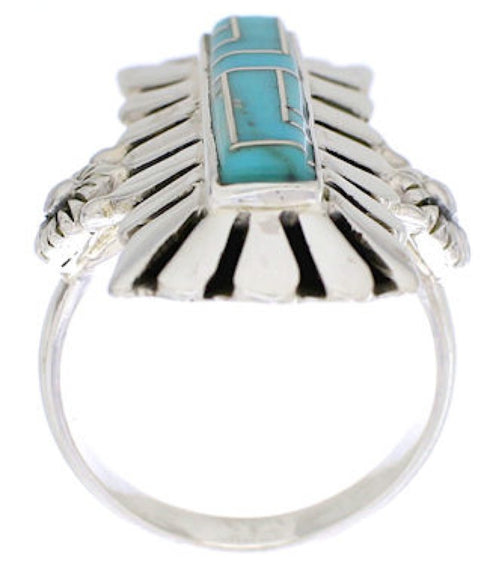Sterling Silver Southwest Turquoise Ring Size 6-1/4 EX42849