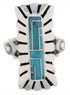 Turquoise Inlay Silver Southwest Ring Size 7-3/4 EX42860