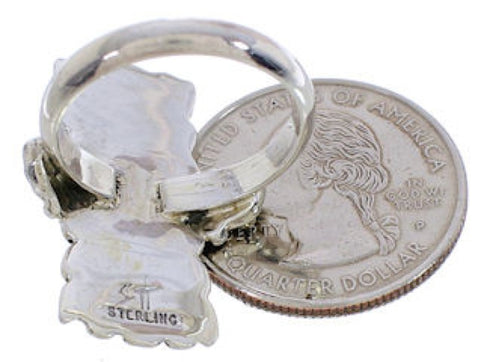 Turquoise Inlay Silver Southwest Ring Size 7-3/4 EX42860