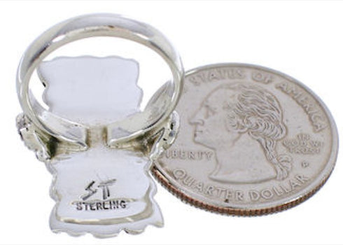 Genuine Sterling Silver Turquoise Inlay Ring Size 6-1/4 EX42862