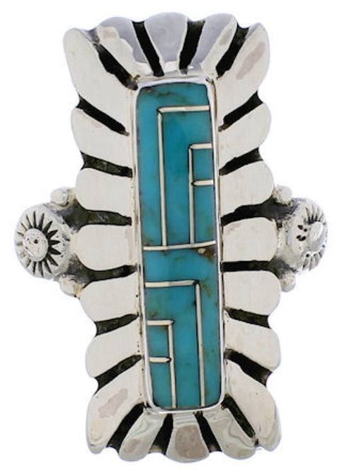 Turquoise Southwestern Silver Ring Size 5-1/4 EX42867
