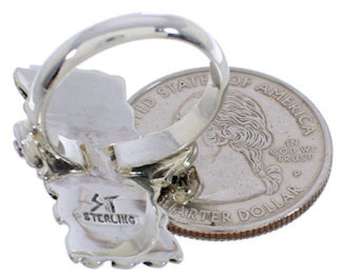 Southwest Turquoise Inlay Silver Ring Size 8 EX42869