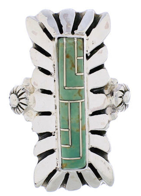 Genuine Sterling Silver Turquoise Ring Size 5-1/4 EX42882