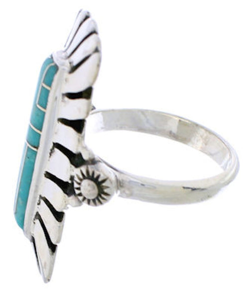 Southwestern Turquoise Inlay Ring Size 6-1/4 EX42886