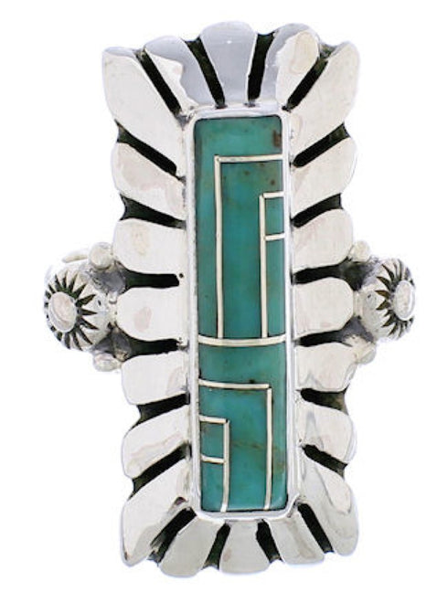 Southwest Turquoise Inlay Ring Size 6-1/4 EX42909